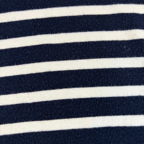 Monteau womens boatneck navy white stripe 3/4 sleeve elbow patch L. Nautical - Picture 5 of 8